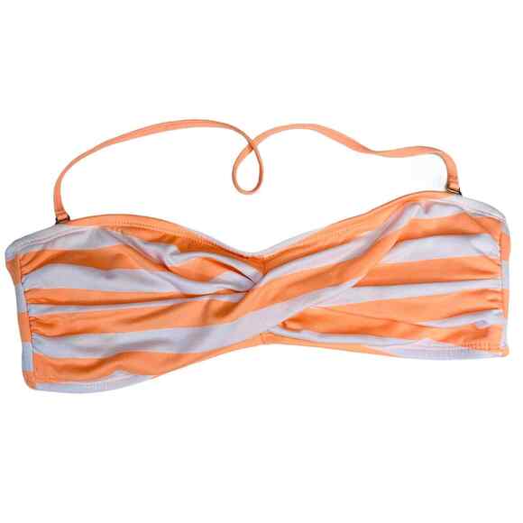 Mossimo Bikini Top Womens Medium Striped Orange White Bandeau Swimsuit Swim - Picture 1 of 5